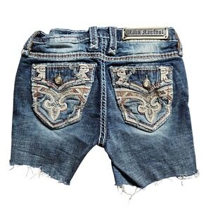 Rock Revival‎ Delu Distressed Cutoff Shorts Frayed Rhinestone Embellished 25